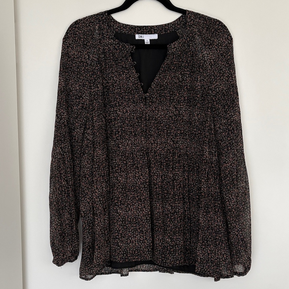 DR2 Black Blouse with Floral Print
